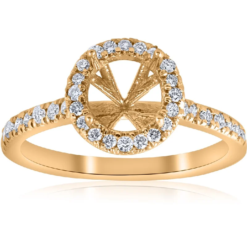 14k Yellow Gold .36ct Halo Diamond Engagement Semi Mount Ring Setting (H-I,SI1-SI2)