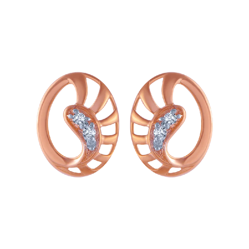 14KT (585) Rose Gold And Diamond Stud Earrings For Women