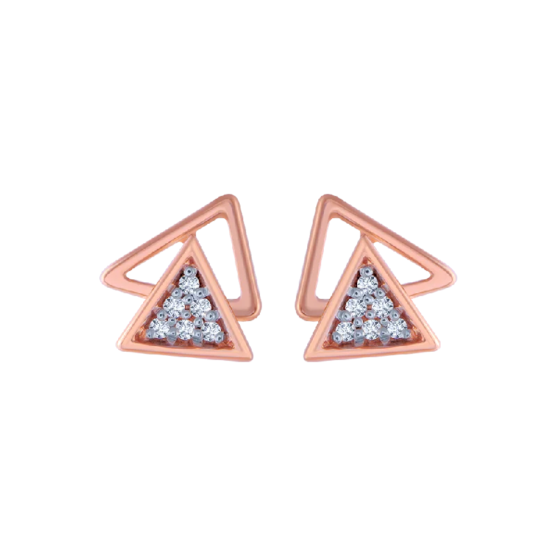 14KT (585) Rose Gold And Diamond Stud Earrings For Women