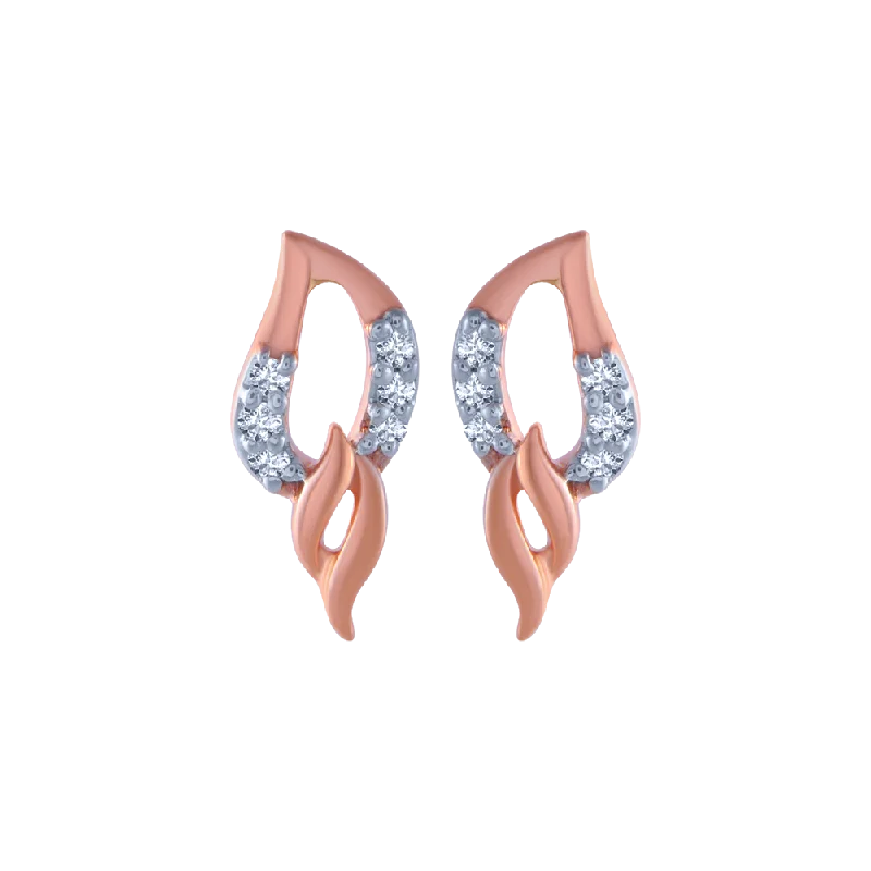 14KT (585) Rose Gold And Diamond Stud Earrings For Women