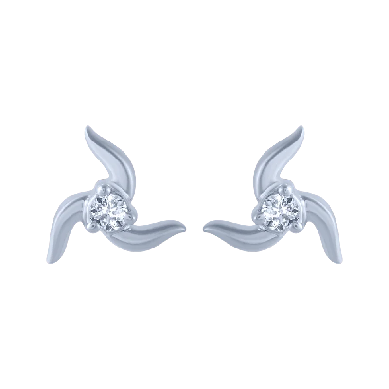 14KT (585) White Gold And Diamond Stud Earrings For Women