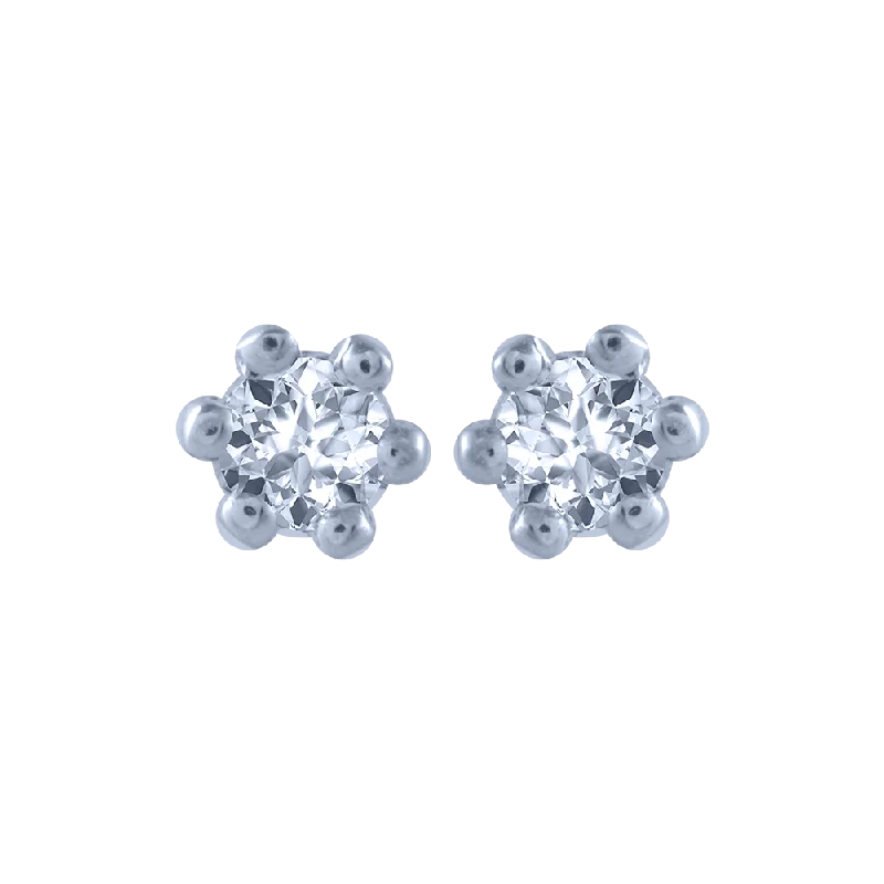 14KT (585) White Gold And Diamond Stud Earrings For Women