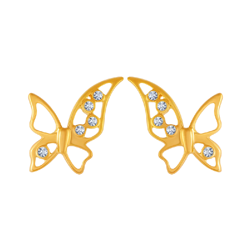 14KT (585) Yellow Gold And Diamond Stud Earrings For Women