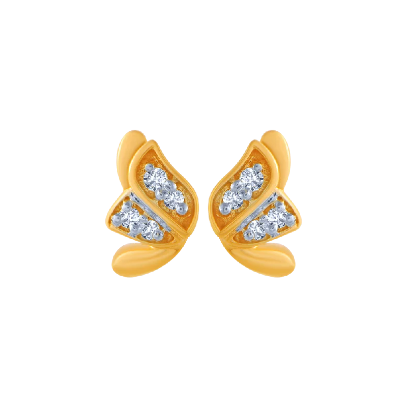 14KT (585) Yellow Gold And Diamond Stud Earrings For Women