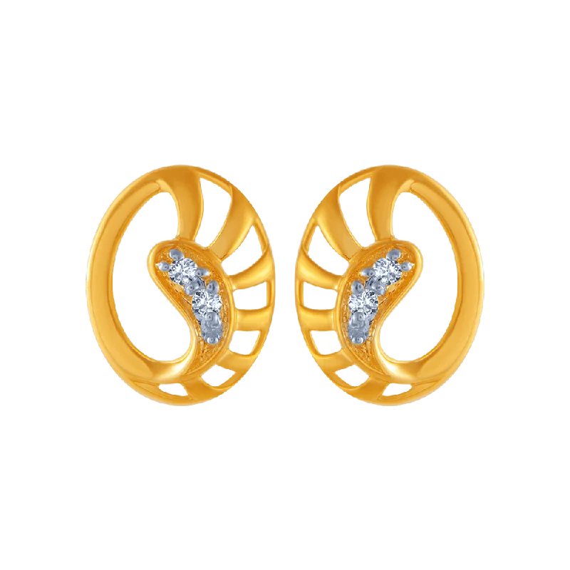 14KT (585) Yellow Gold And Diamond Stud Earrings For Women