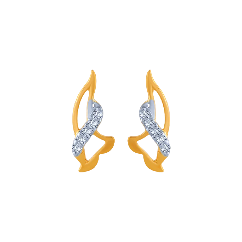 14KT (585) Yellow Gold And Diamond Stud Earrings For Women