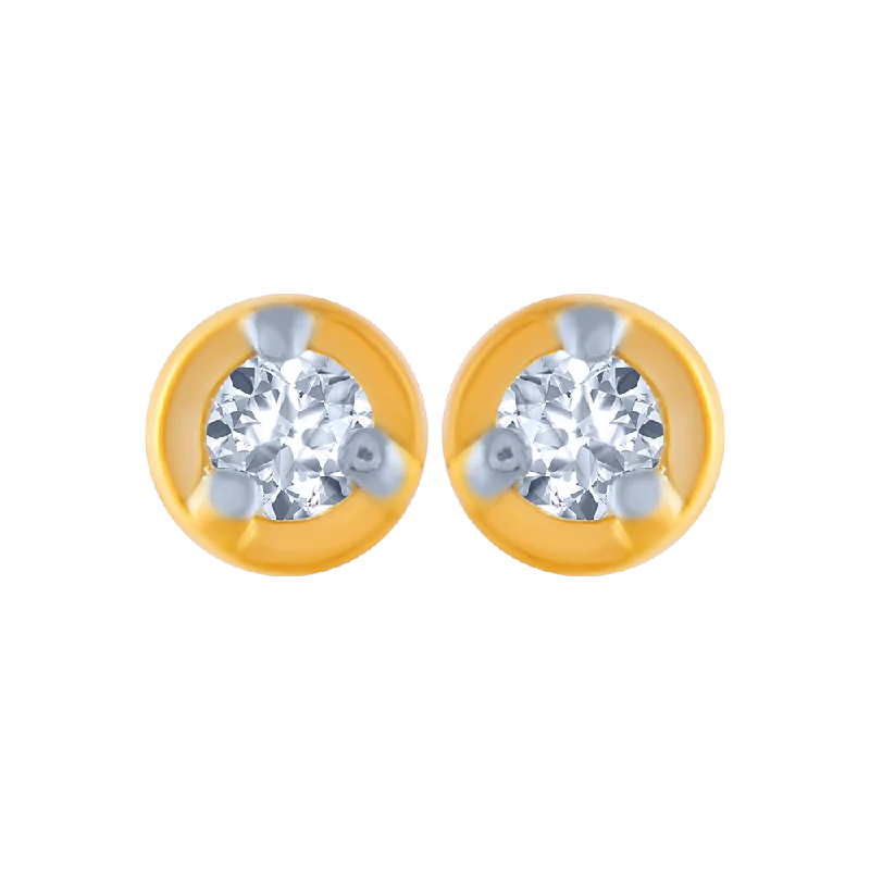 14KT (585) Yellow Gold And Diamond Stud Earrings For Women