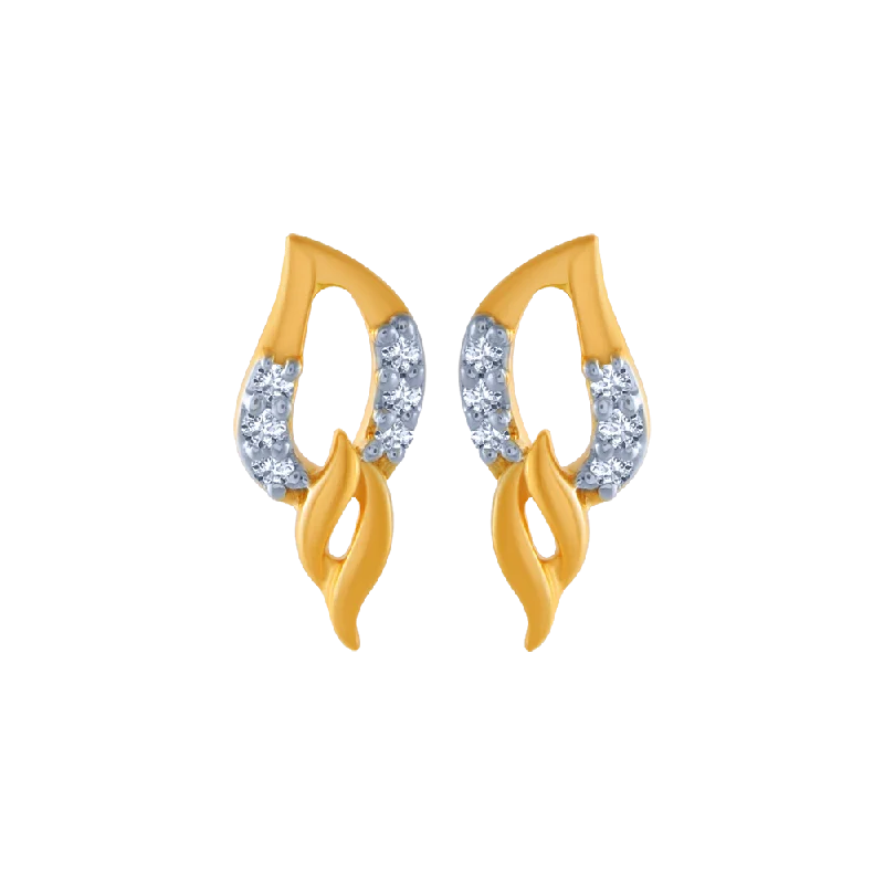 14KT (585) Yellow Gold And Diamond Stud Earrings For Women