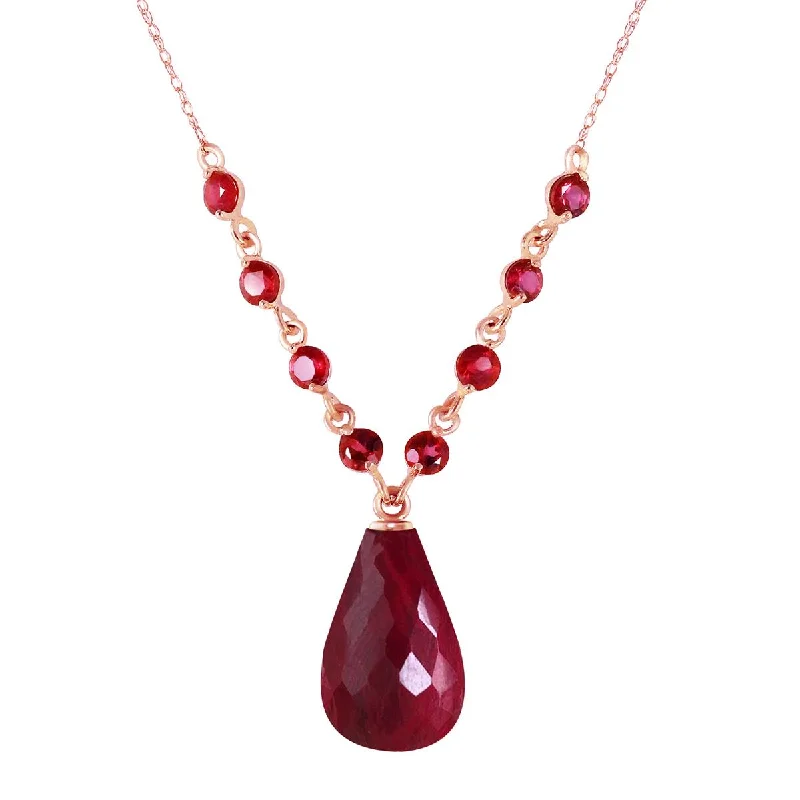 15.8 Carat 14K Solid Rose Gold Everlasting Ruby Necklace