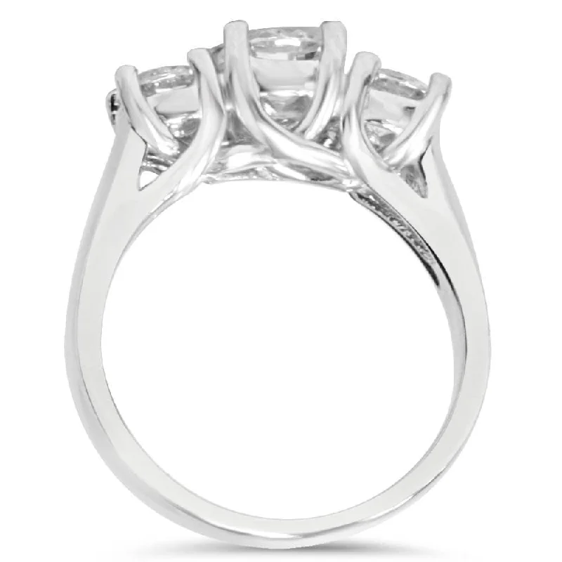 1ct 3-Stone Round Diamond Engagement Ring White Gold