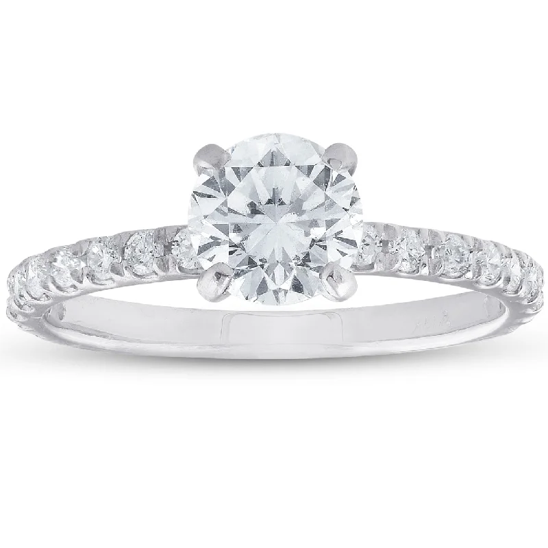 1ct Diamond Engagement Ring White Gold Claw Prong