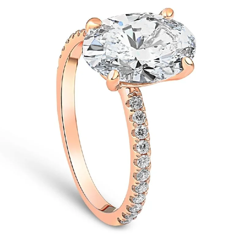 2 1/2Ct Oval Diamond Engagement Ring Rose Gold Lab Grown