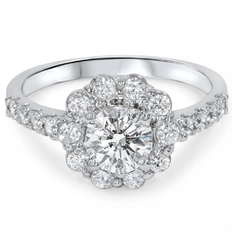 2 1/6ct Diamond Halo Engagement Ring White Gold