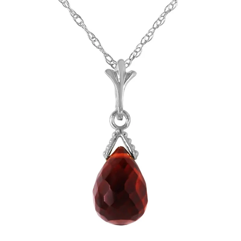 2.5 Carat 14K Solid White Gold Necklace Briolette Garnet