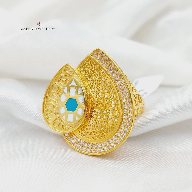 Enameled & Zircon Studded Islamic Ring