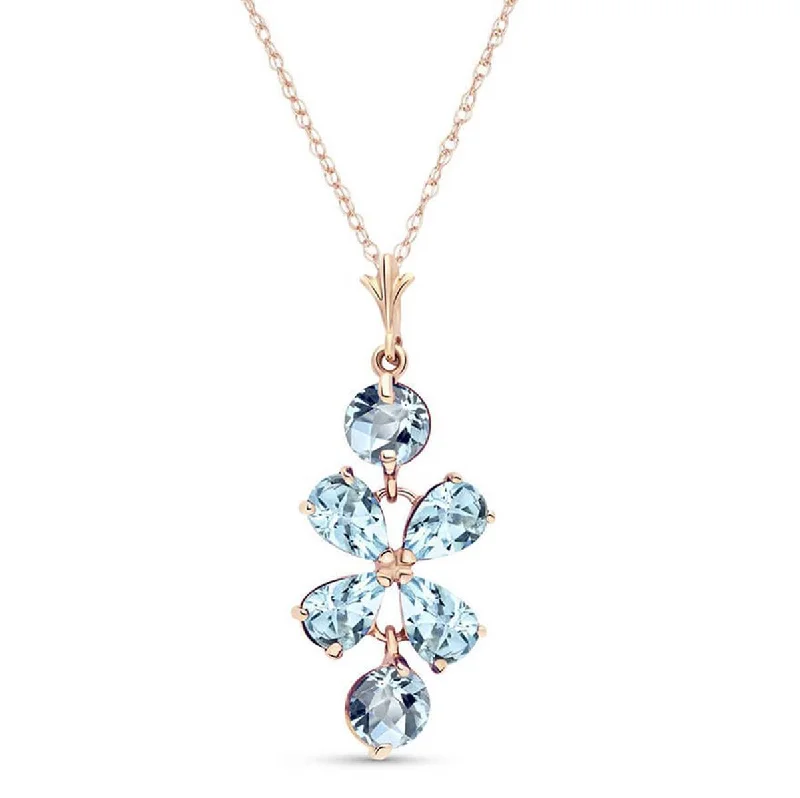 3.15 Carat 14K Solid Rose Gold Necklace Aquamarine