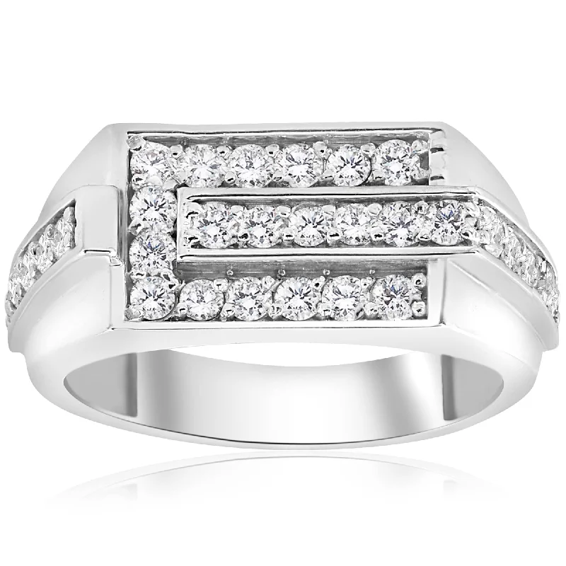 3/4ct Diamond Mens Wedding Ring White Gold