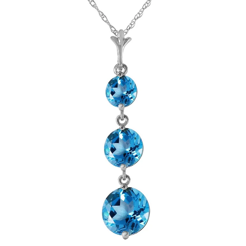 3.6 Carat 14K Solid White Gold Genie's Out Blue Topaz Necklace