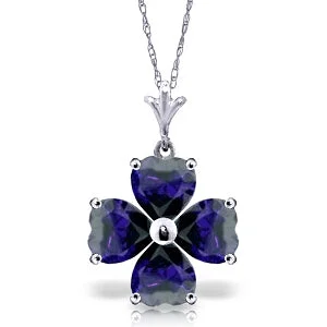 3.6 Carat 14K Solid White Gold Shades Of Night Sapphire Necklace