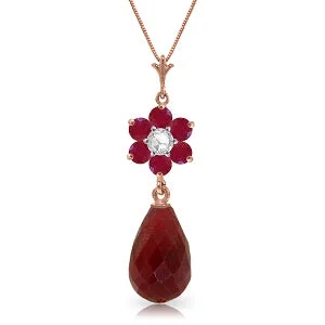 3.83 Carat 14K Solid Rose Gold Necklace Natural Ruby Diamond