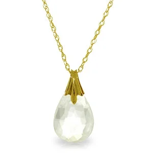 3 Carat 14K Solid Yellow Gold Adorned White Topaz Necklace