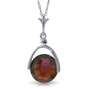 4.2 Carat 14K Solid White Gold Necklace Checkerboard Cut Garnet