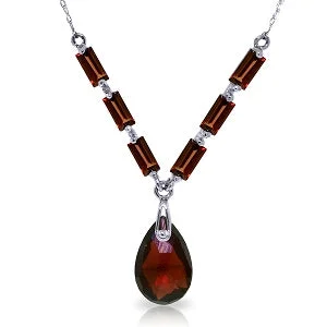 4.35 Carat 14K Solid White Gold Be Transported Garnet Necklace