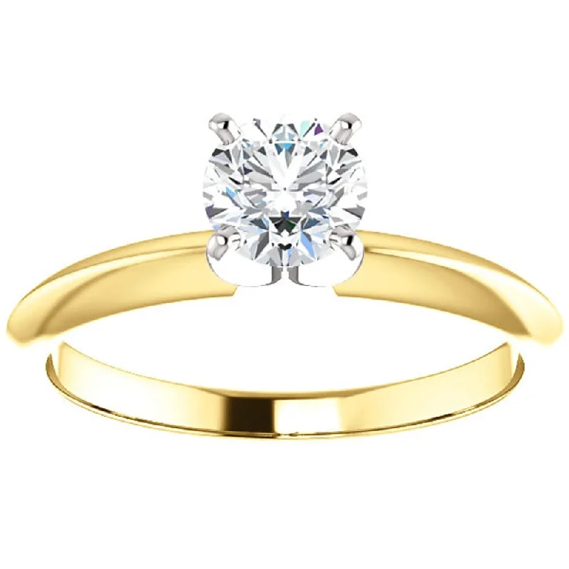 5/8 Ct Diamond Solitaire Round Cut Engagement Ring Two Tone Yellow Gold