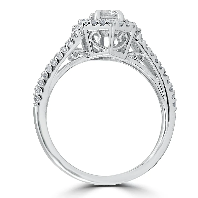 5/8CT Diamond Vintage Halo Engagement Ring White Gold