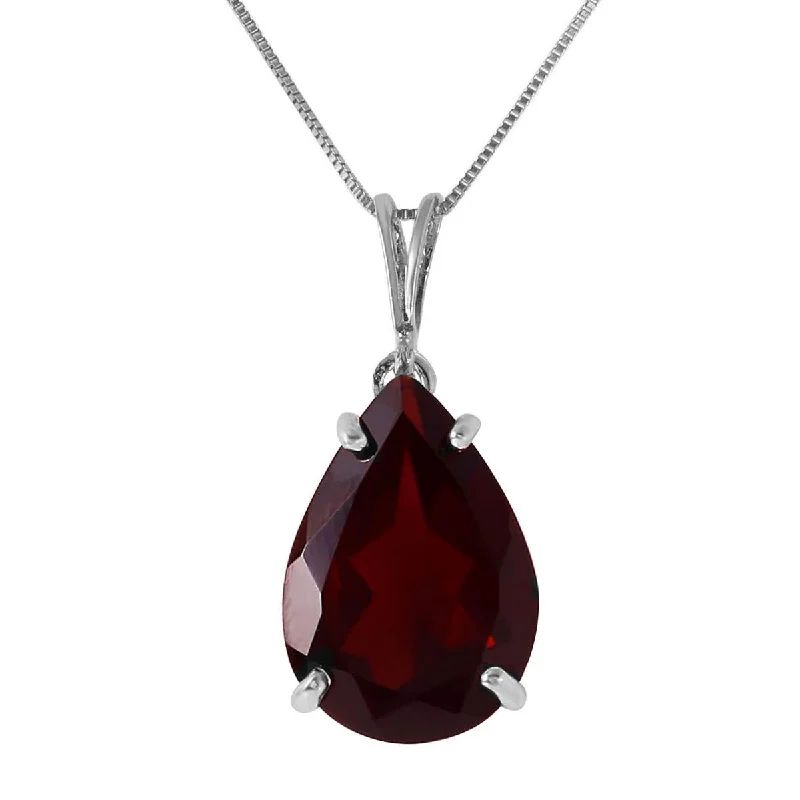 5 Carat 14K Solid White Gold Place Me Garnet Necklace