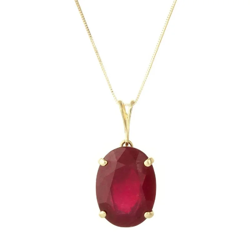 7.7 Carat 14K Solid Yellow Gold Necklace Natural Oval Ruby