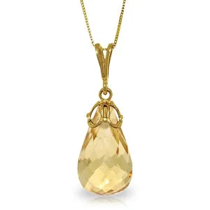 7 Carat 14K Solid Yellow Gold Inherent Simplicity Citrine Necklace