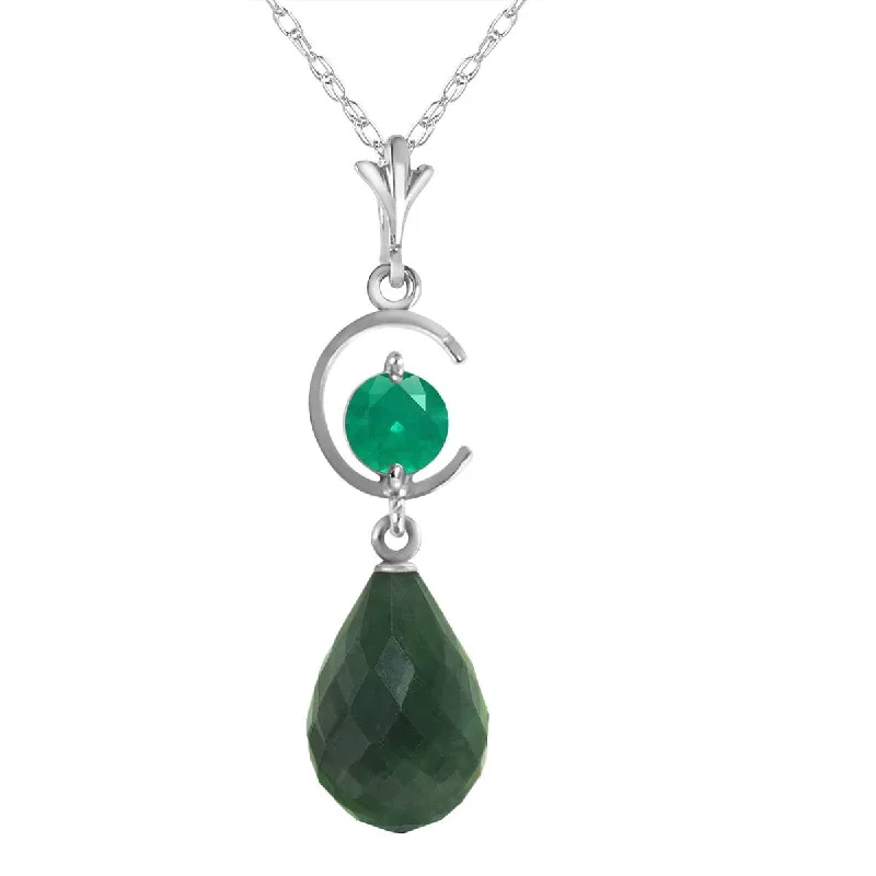 9.3 Carat 14K Solid White Gold Bon Jour Emerald Necklace