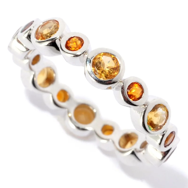 925 Sterling Silver Citrine and Madeira Citrine Gemstone Band Ring