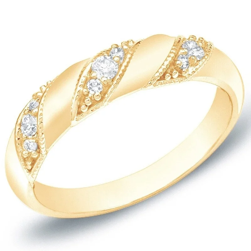 Auriya 14k Gold 1/5ctw Vintage Diamond Wedding Anniversary Band