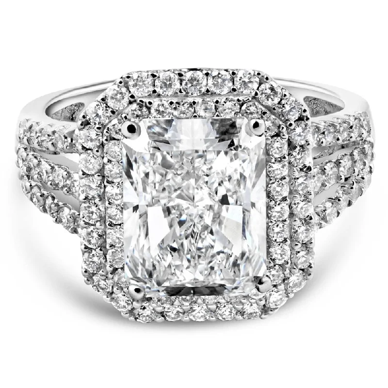 Certified 4 1/2Ct Radiant Cut Diamond Engagement Ring Gold Lab Grown