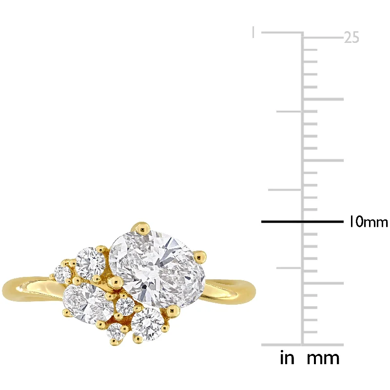 Created Forever 1 1/3ct TDW Oval-Cut Lab-Grown Diamond Ring in 14k Yellow Gold