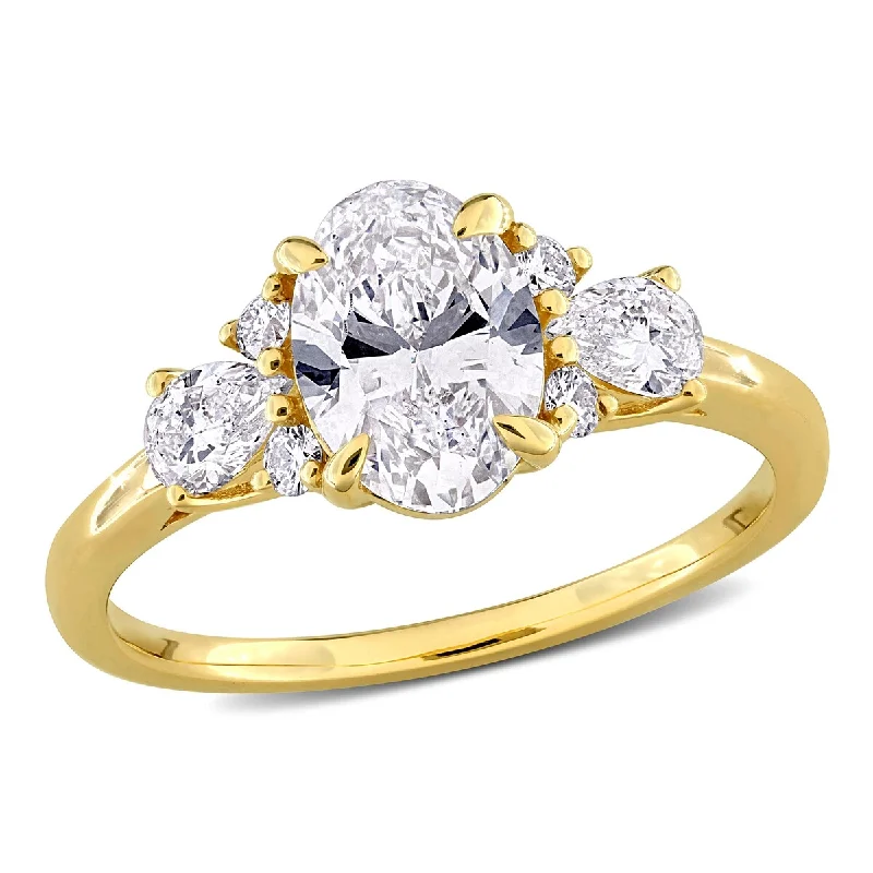 Created Forever 1 3/4ct TW Multi-Shaped Lab-Grown Diamond Ring with Side Stones in 14k Yellow Gold