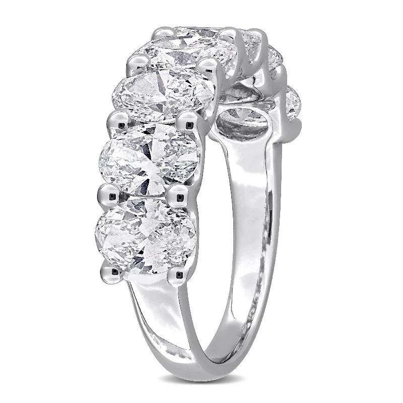 Created Forever 3 1/2ct TW Oval-Cut Lab-Grown Diamond 7-Stone Semi-Eternity Band in 14k White Gold