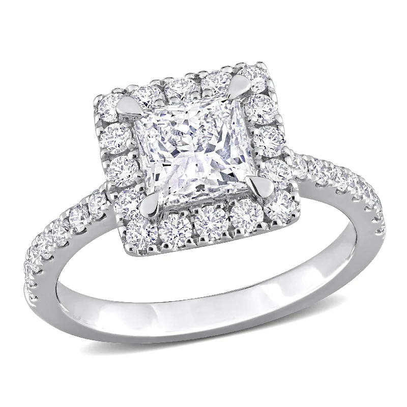 Created Forever 3ct TDW Oval-Cut Lab-Grown Diamond 3-Stone Ring 14k White Gold