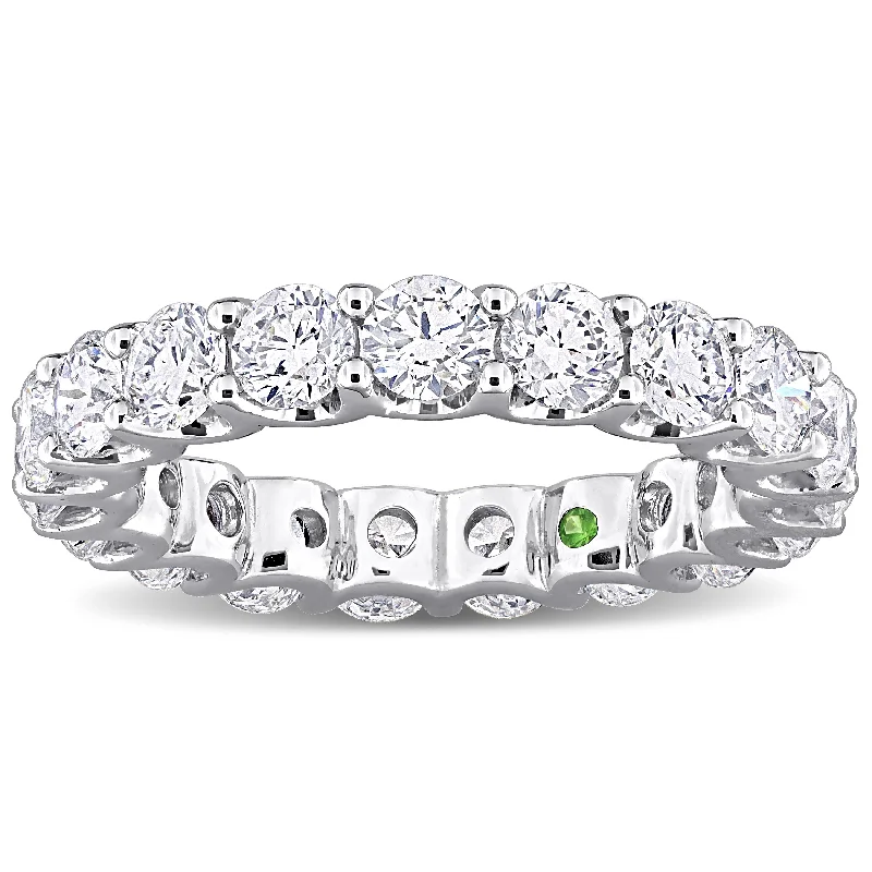 Created Forever 4ct TDW Lab-Grown Diamond and Tsavorite Accent Eternity Ring in 14k White Gold