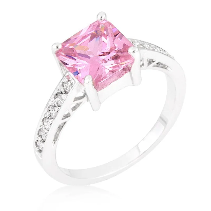 Cz Princess Aurora Ring With Rhodium Shiny