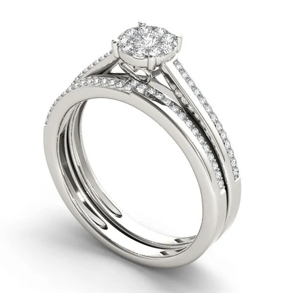 De Couer 10k Gold 1/3ct TDW Diamond Engagement Ring Set