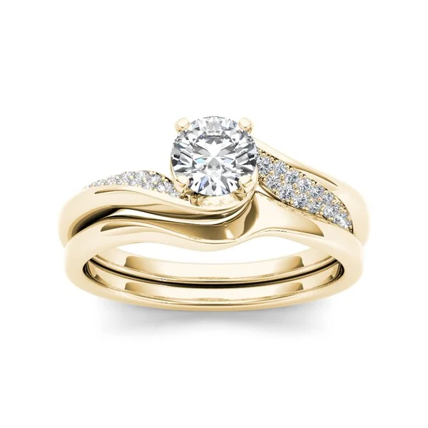 De Couer 14k Yellow Gold 5/8ct TDW Classic Diamond Bypass Engagement Ring