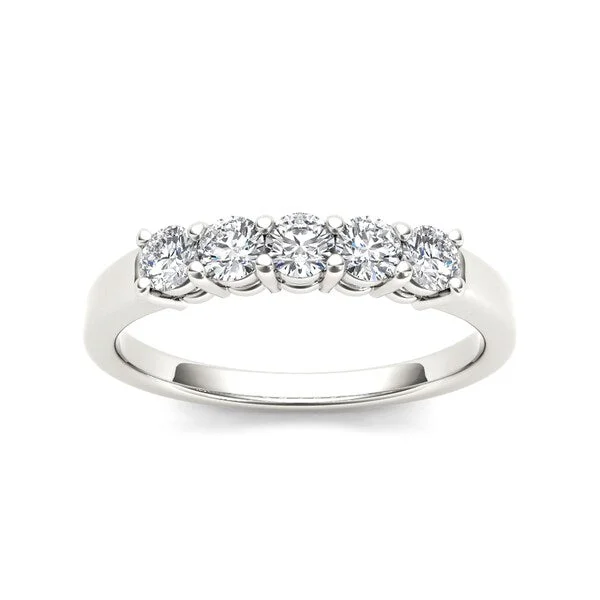 De Couer IGI Certified 14k White Gold 1/2ct TDW Diamond Wedding Anniversary Band - White H-I