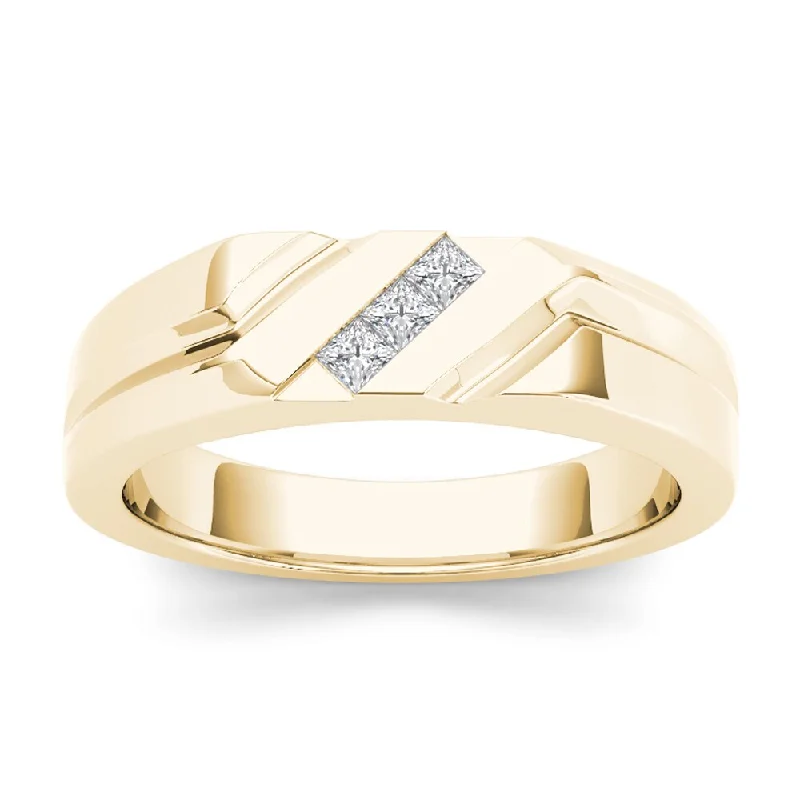 De Couer IGI Certified 14k Yellow Gold 1/6ct TDW Mens Wedding Band