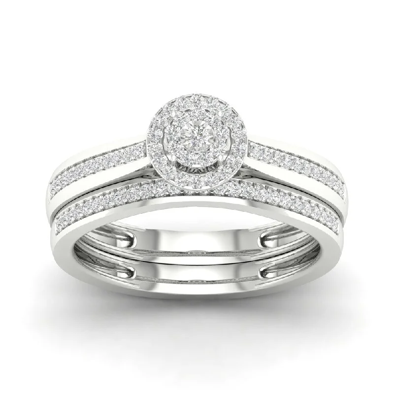 De Couer S925 Sterling Silver 1/5ct TDW Diamond Bridal Ring