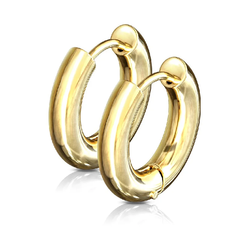 Gold Hinge-Action Hoop Earrings (1 pair) - E505A