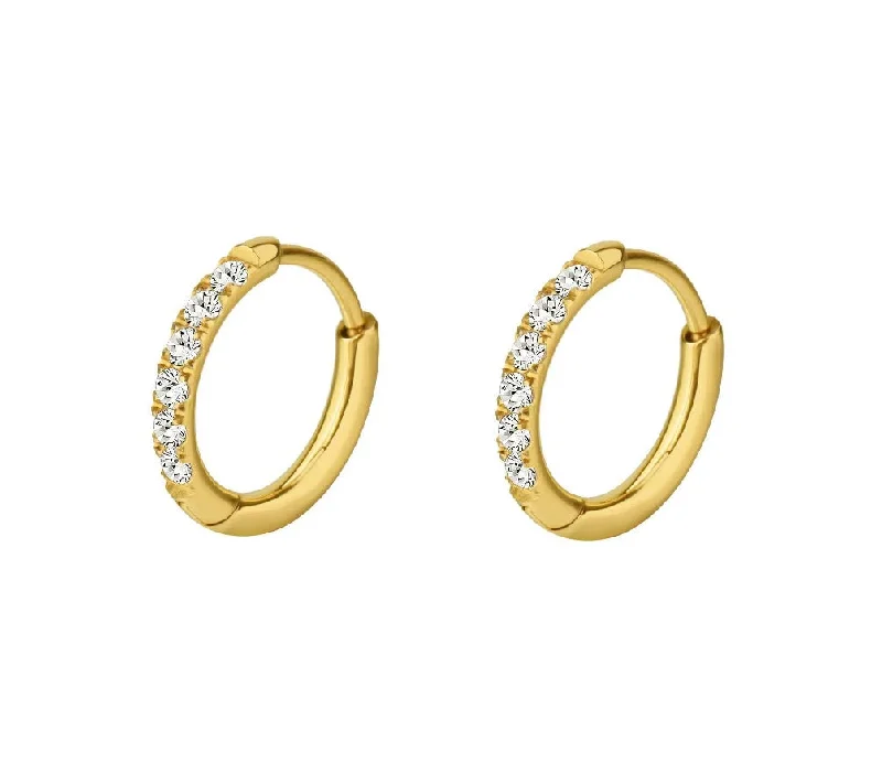 Gold/Rose Gold (Your choice) Jewelled Hinged Hoop Earrings 12mm Diameter (1 pair) - E255A