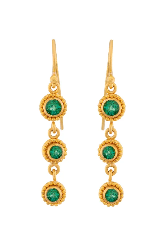 Granulated Bezel Drop Earrings